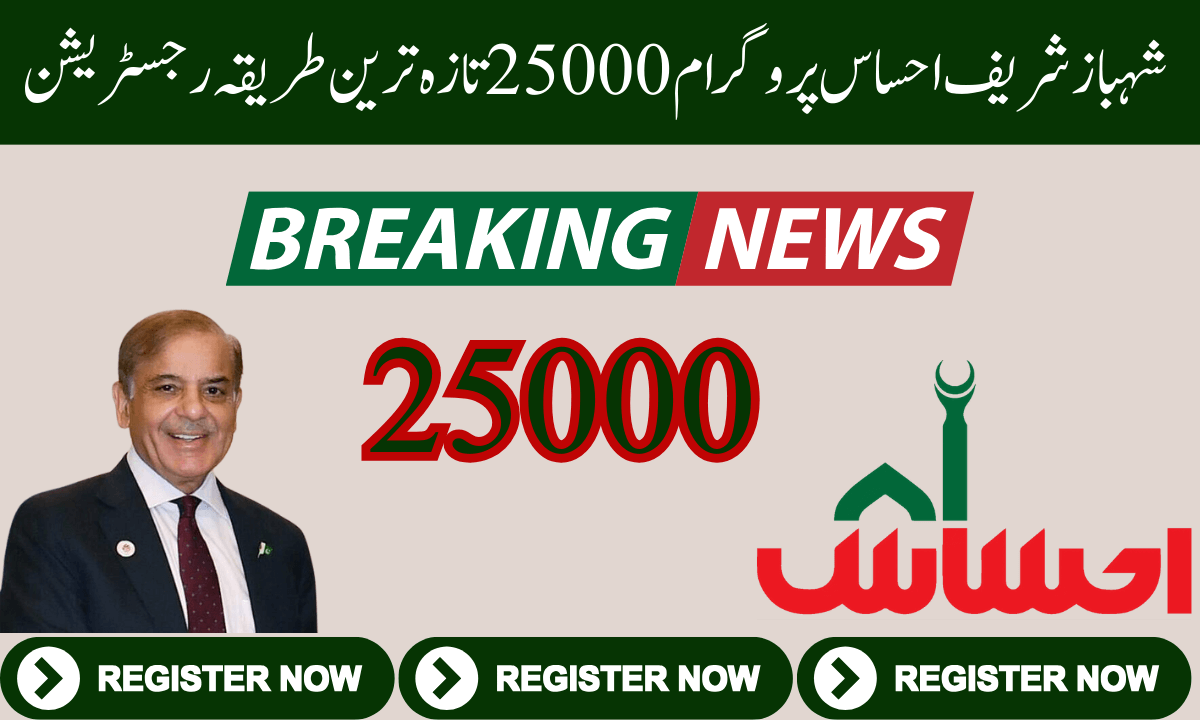 حساس پروگرام کے آن لائن ویب پورٹل 8171 کے تحت شہباز شریف احساس پروگرام 25000 جاری کیا جا رہا ہے۔